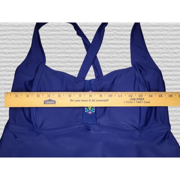 NEW Jessica Simpson 2pc Tankini Skirtini Swimsuit 1X Blue Embroidered - Picture 6 of 16